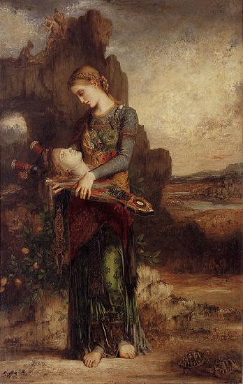 Gustave Moreau Thracian Girl Carrying the Head of Orpheus on His Lyre Norge oil painting art